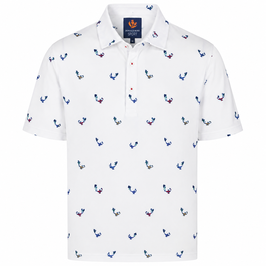Donald Ross Mens Sport Fit HENRY Polo - WHITE / MULTI