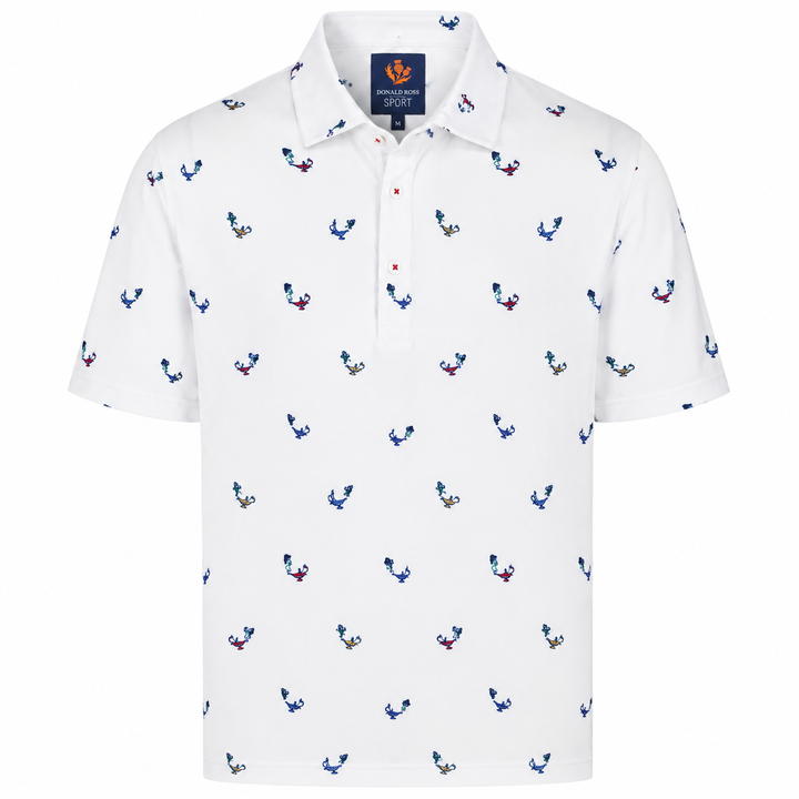 Donald Ross Mens Sport Fit HENRY Polo - WHITE / MULTI