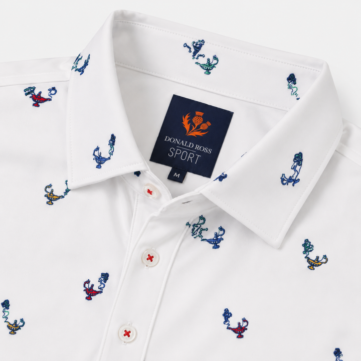 Donald Ross Mens Sport Fit HENRY Polo - WHITE / MULTI