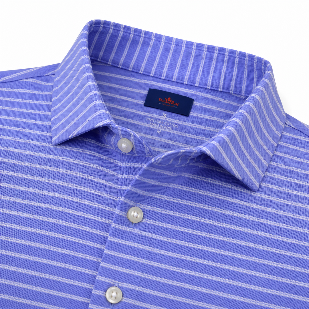 Donald Ross Mens Colin Pique Sport Fit Polo - PERIWINKLE/WHITE