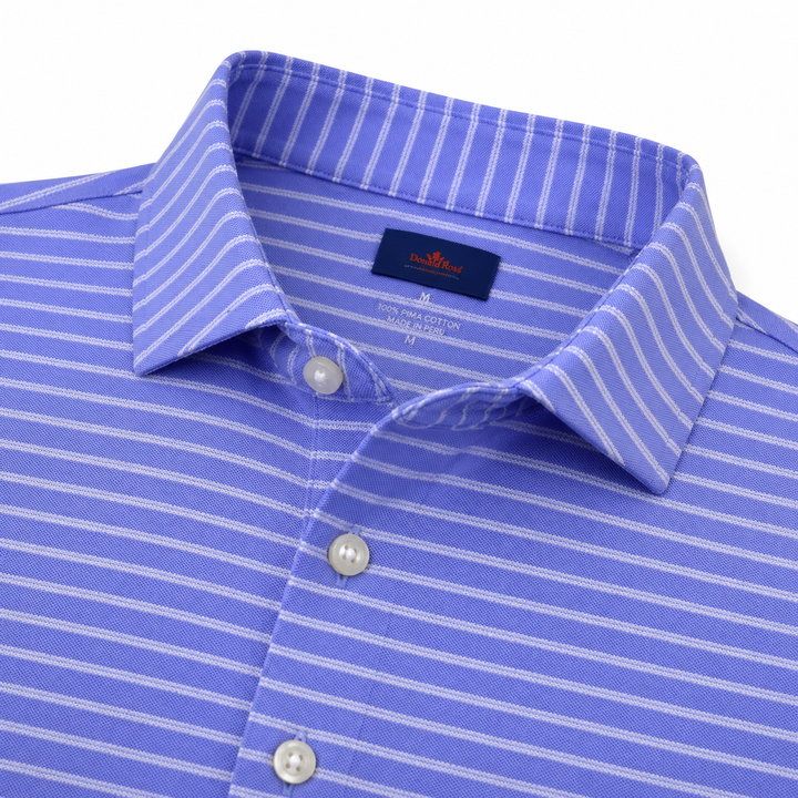 Donald Ross Mens Colin Pique Sport Fit Polo - PERIWINKLE/WHITE