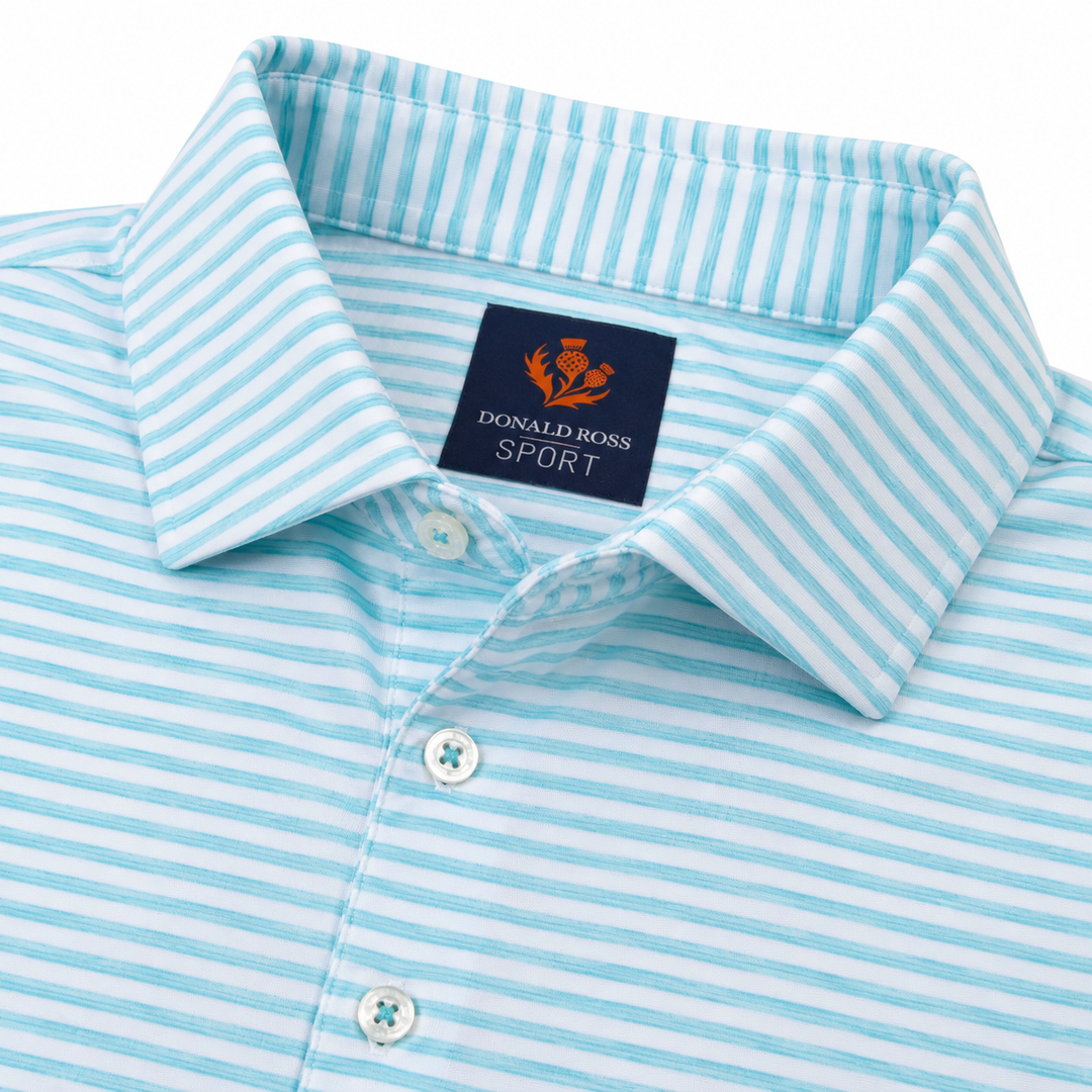 Donald Ross Mens Sport Fit OWEN Polo - SEAGLASS / WHITE