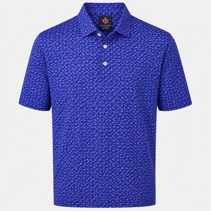 Donald Ross Mens Classic Fit Dog Breeds Print Polo - LAPIS MULBERRY