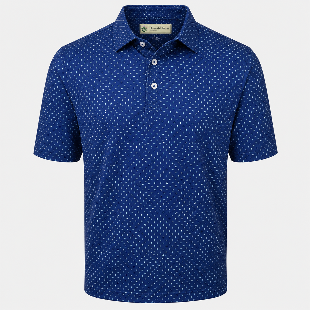 Donald Ross Classic Fit Mens Short Sleeve Tri-Dot Print Polo - NAVY/SEASIDE/WHITE