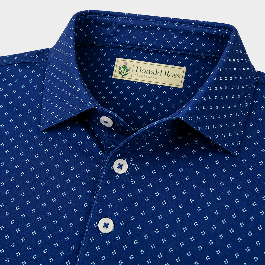 Donald Ross Classic Fit Mens Short Sleeve Tri-Dot Print Polo - NAVY/SEASIDE/WHITE