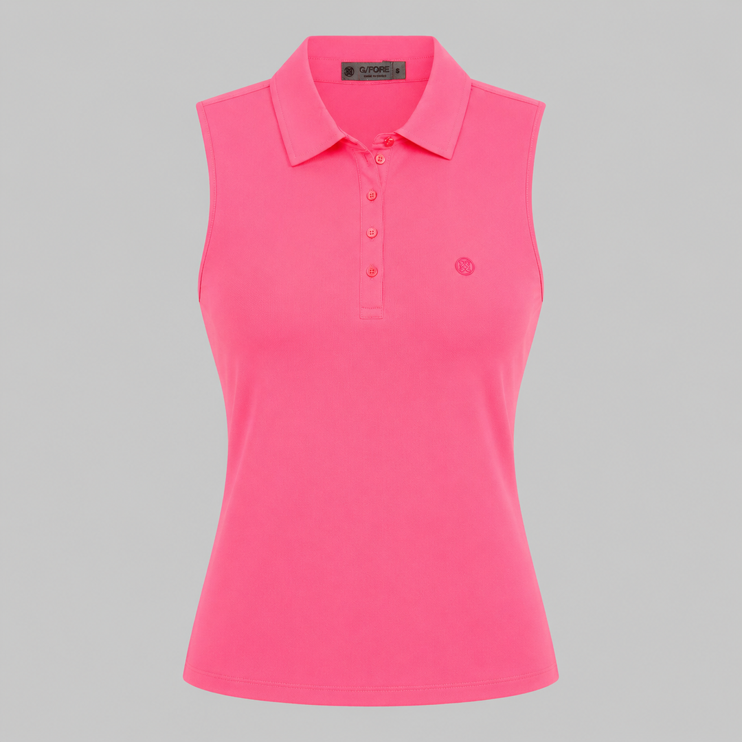 G/FORE WOMEN'S TECH PIQUE SLEEVELESS POLO - KNOCKOUT PINK
