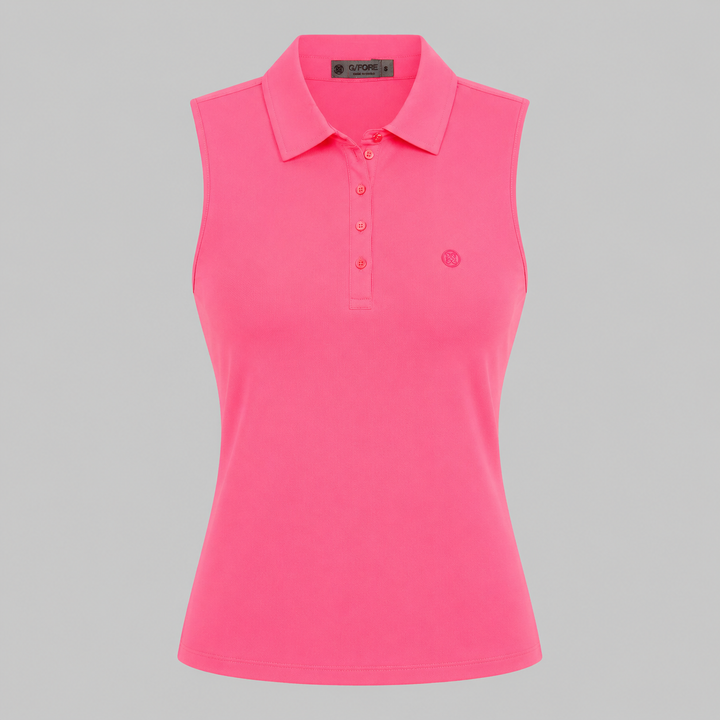 G/FORE WOMEN'S TECH PIQUE SLEEVELESS POLO - KNOCKOUT PINK