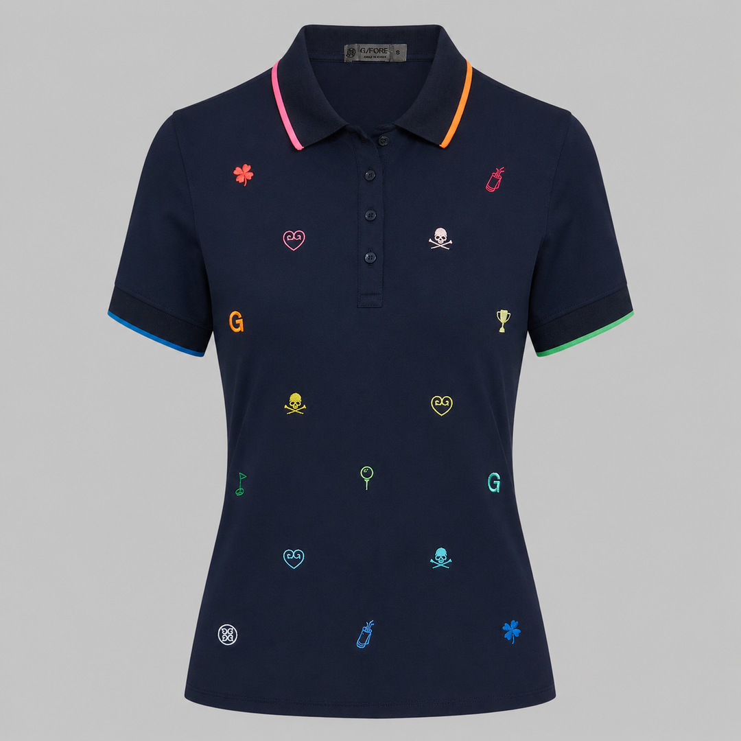 G/FORE WOMEN'S LTD EDITION MINI ICON TECH PIQUE POLO - TWILIGHT