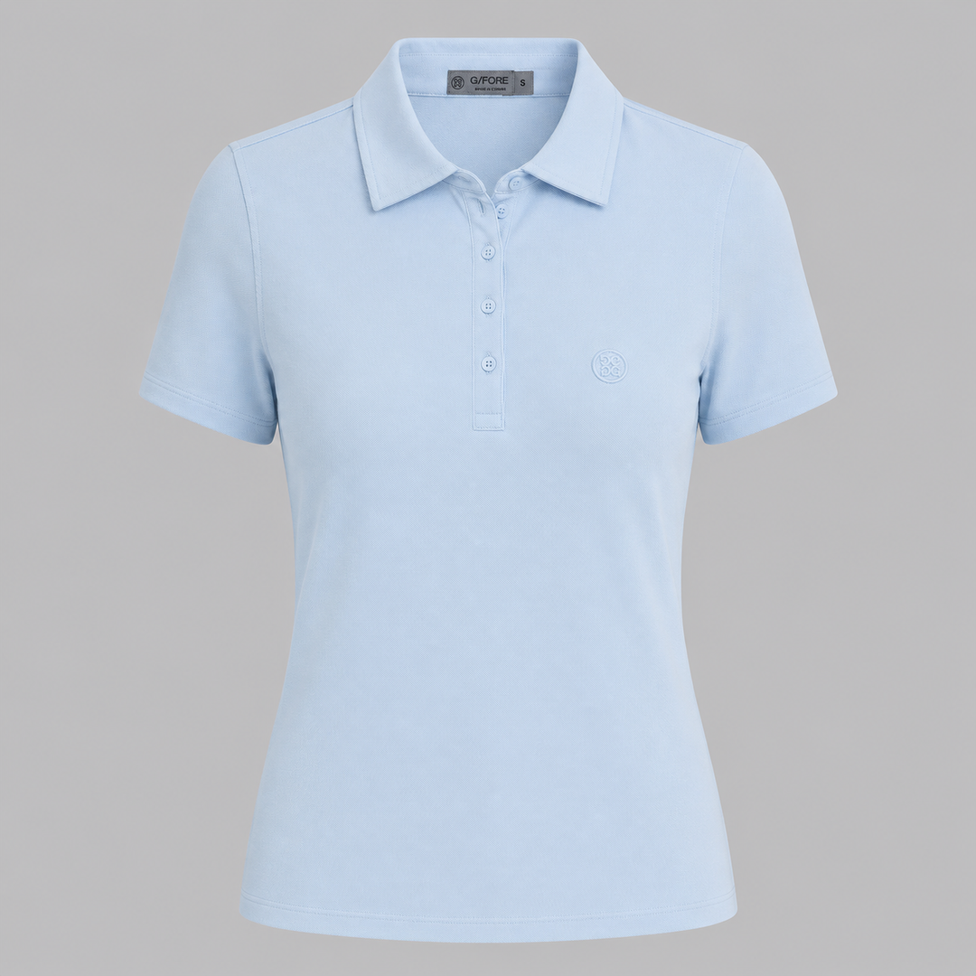 G/FORE WOMEN'S LTD EDTION EMBOSSED LOGO TECH PIQUE POLO - SKY