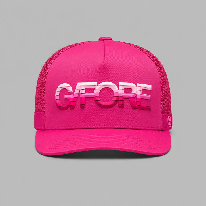 G/FORE MEN'S LTD EDITION 3D OMBRÉ G/FORE COTTON TWILL TRUCKER HAT -KNOCKOUT PINK