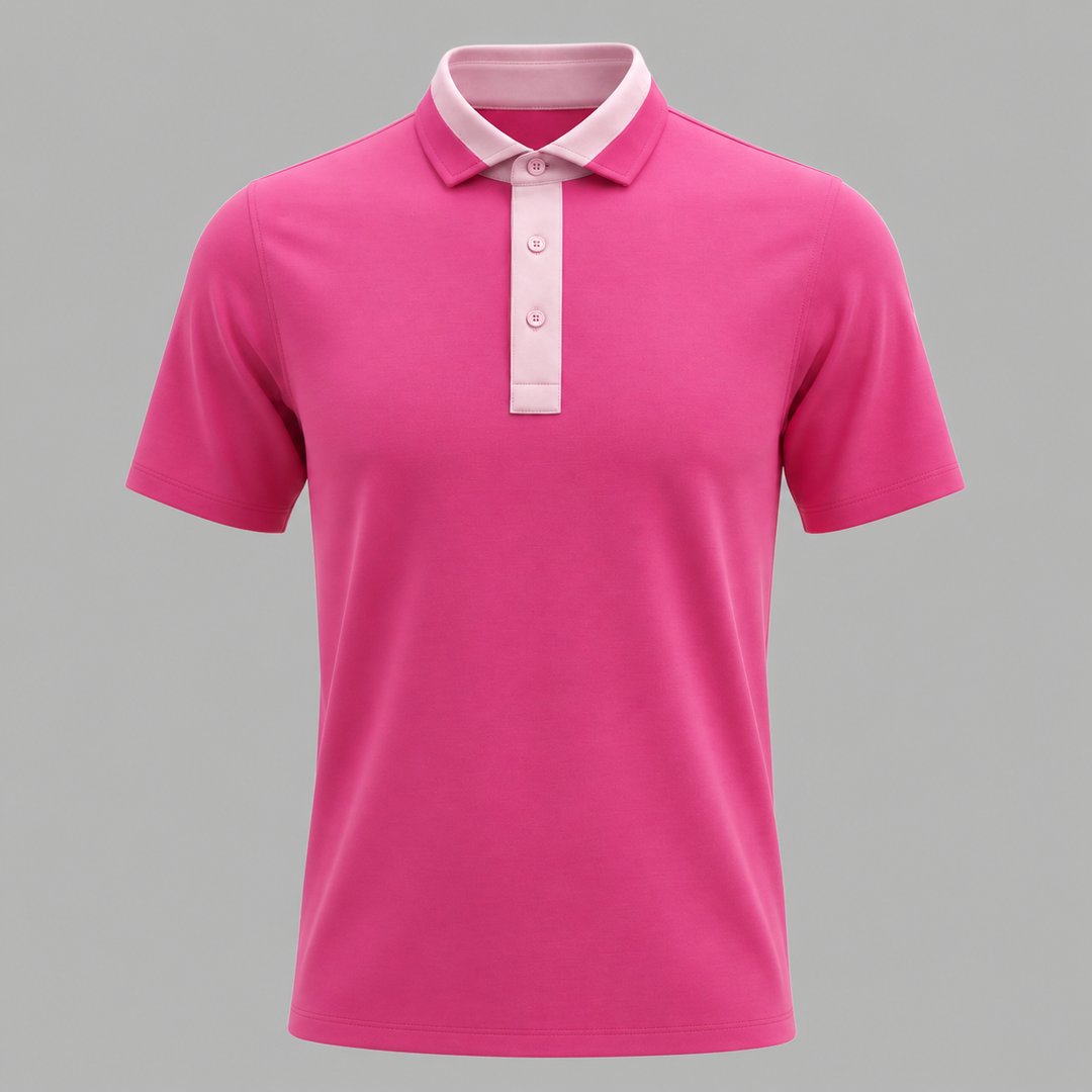 G/FORE MEN'S LTD EDITION CONTRAST POLO - DAY GLOW PINK