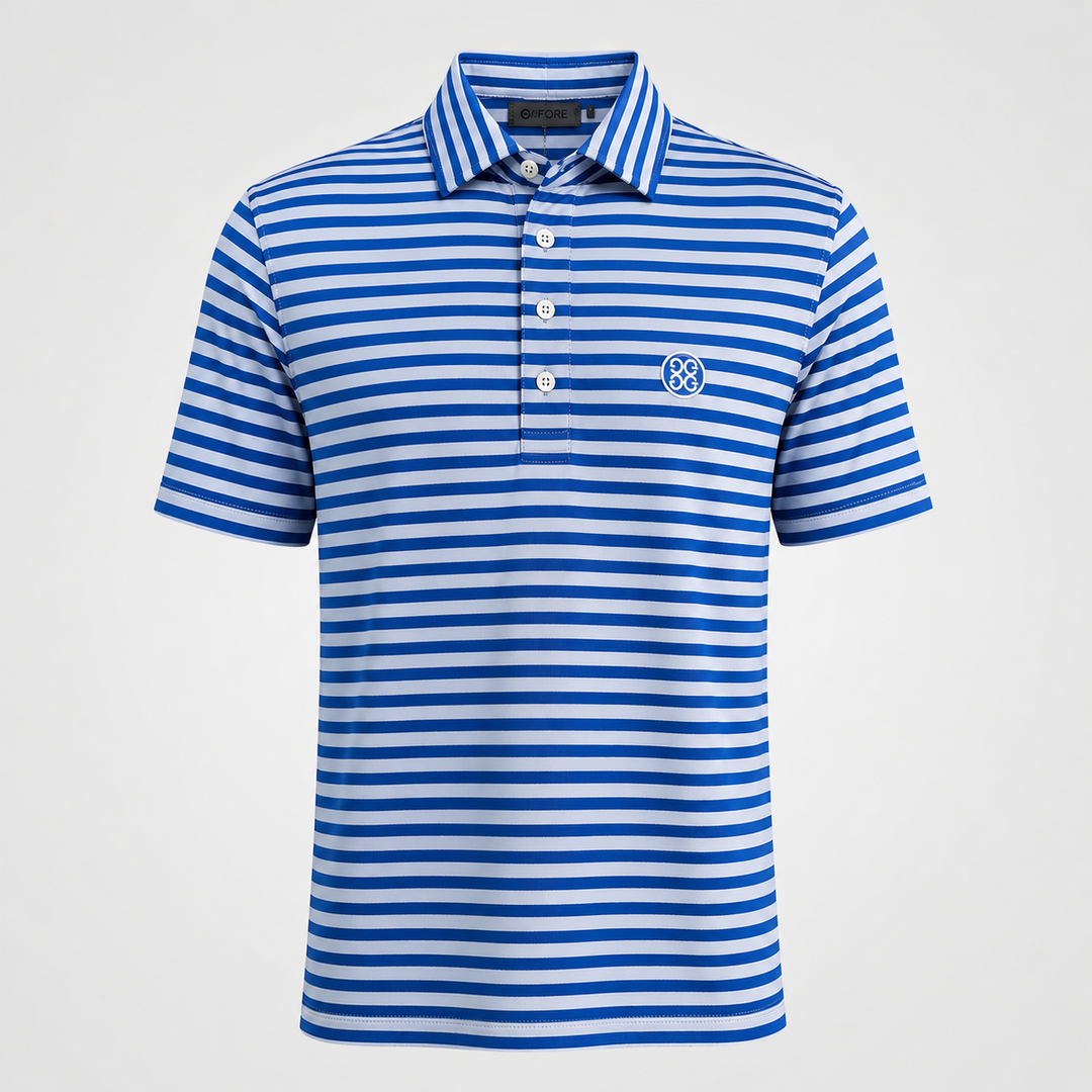 G/FORE MEN'S LTD EDITION STRIPE PERFORMANCE TECH JERSEY POLO- BAJA