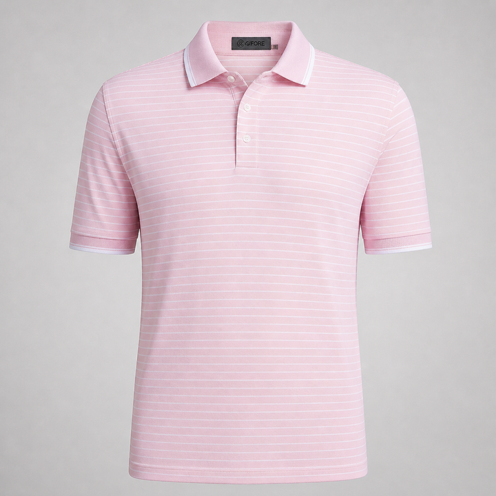 G/FORE MEN'S PERFORATED STRIPE POLO  - BLUSH