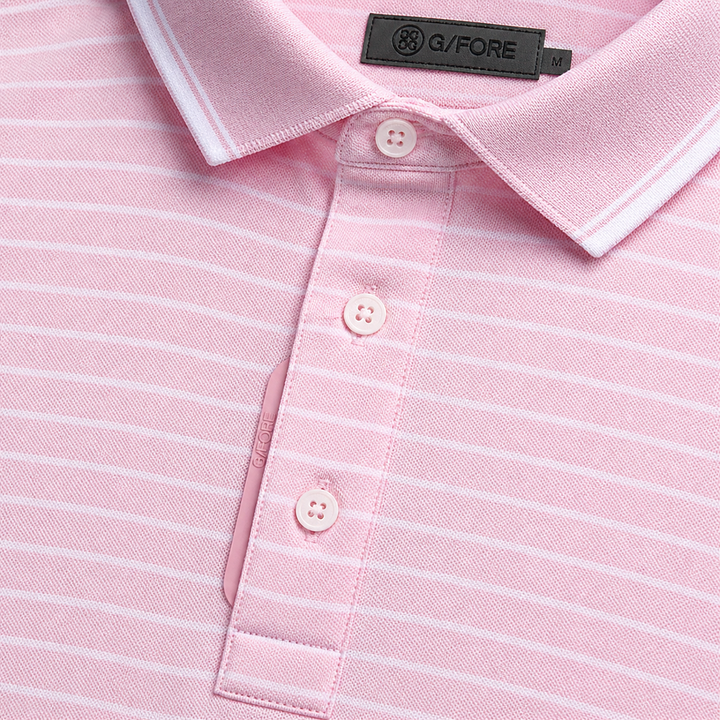 G/FORE MEN'S PERFORATED STRIPE POLO  - BLUSH