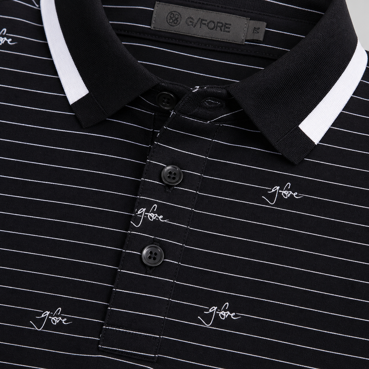 G/FORE MEN'S SCRIPT STRIPE TECH JERSEY POLO - ONYX