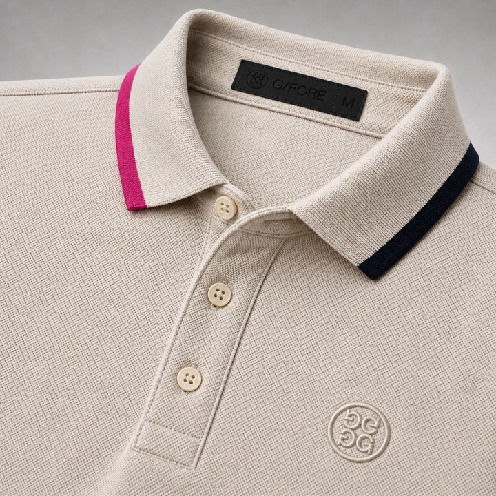 G/FORE MEN'S LTD EDITION LUX MADE IN TURKEY 100% COTTON POLO - STONE