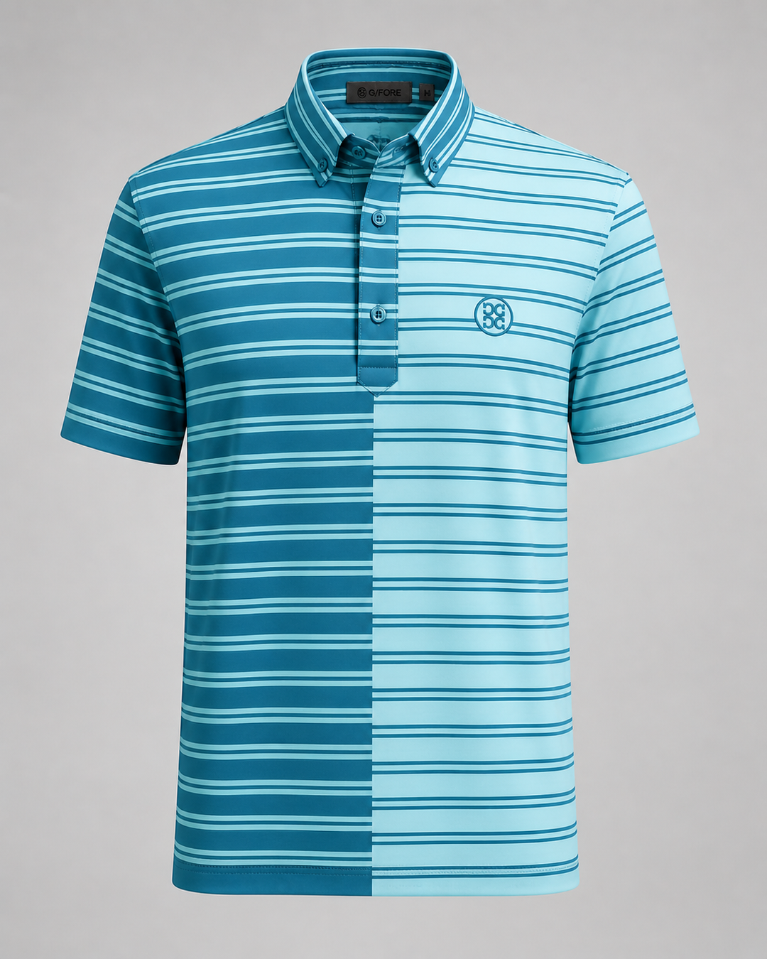 G/FORE MEN'S SPLIT STRIPE CONTRAST TECH JERSEY POLO - SEAGLASS