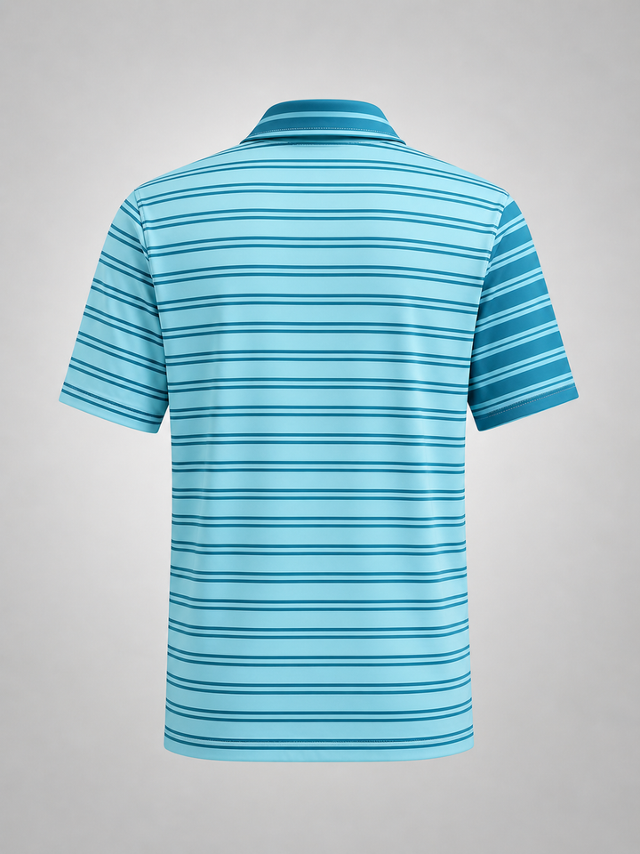 G/FORE MEN'S SPLIT STRIPE CONTRAST TECH JERSEY POLO - SEAGLASS