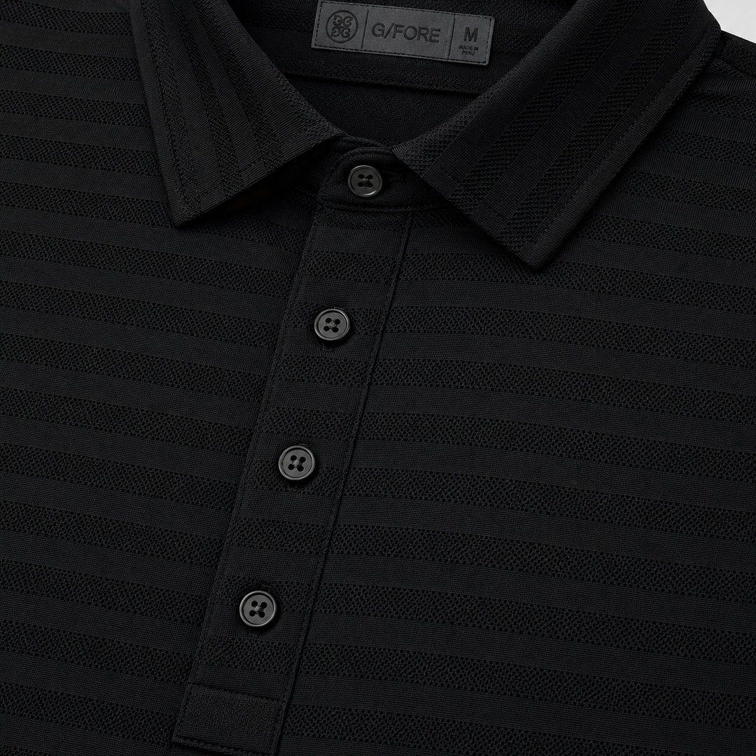 G/FORE MEN'S LTD EDITION PERFORATED STRIPE TECH JERSEY POLO - ONYX