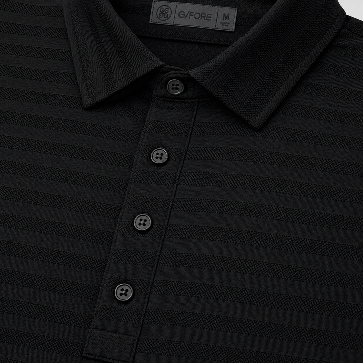 G/FORE MEN'S LTD EDITION PERFORATED STRIPE TECH JERSEY POLO - ONYX