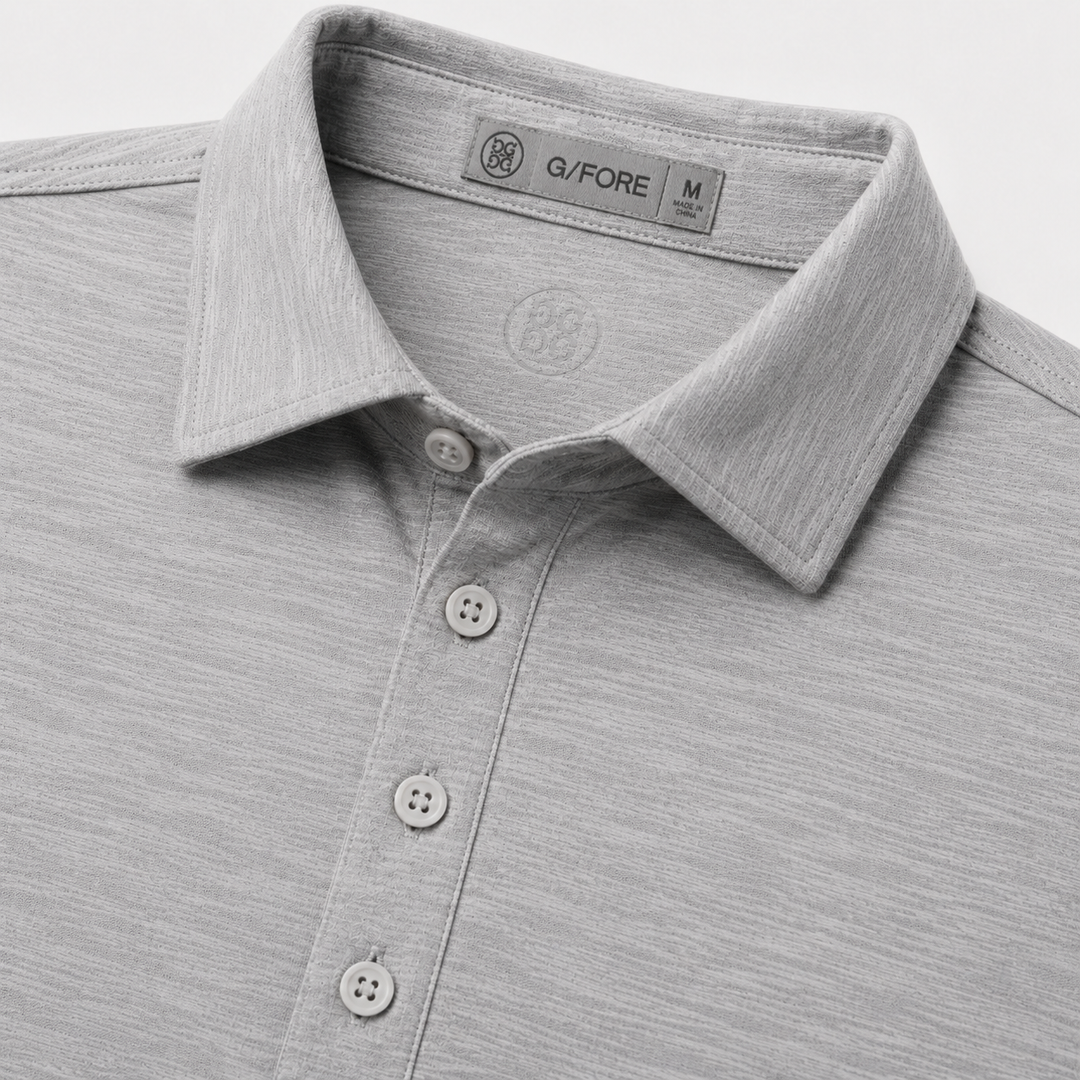 G/FORE MEN'S LTD EDITION MÉLANGE ICE NYLON POLO - LIGHT HEATHER GREY