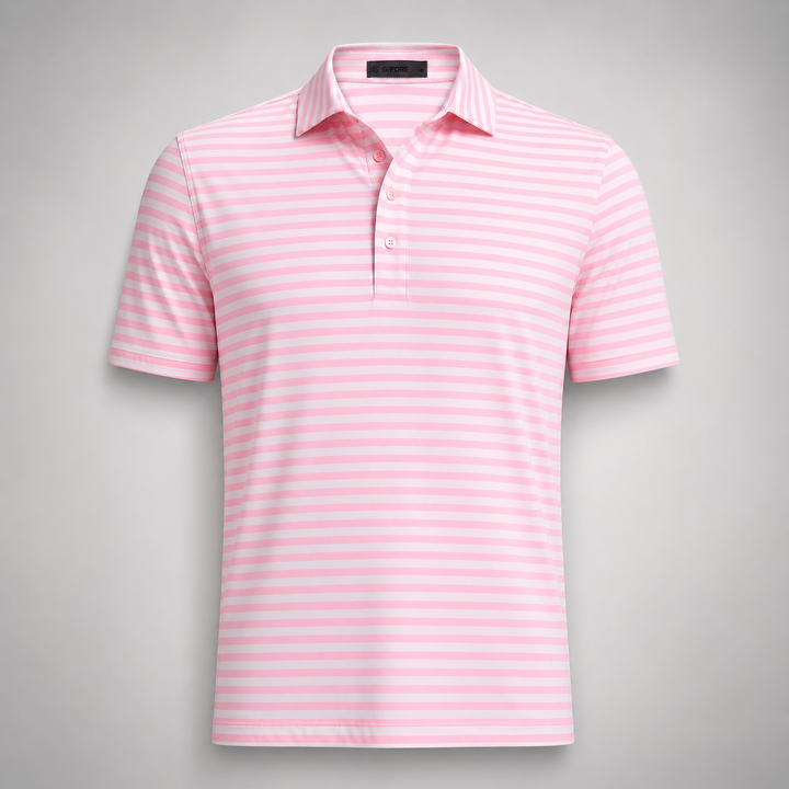 G/FORE MEN'S LTD EDITION STRIPE PERFORMANCE TECH JERSEY POLO - CANDY