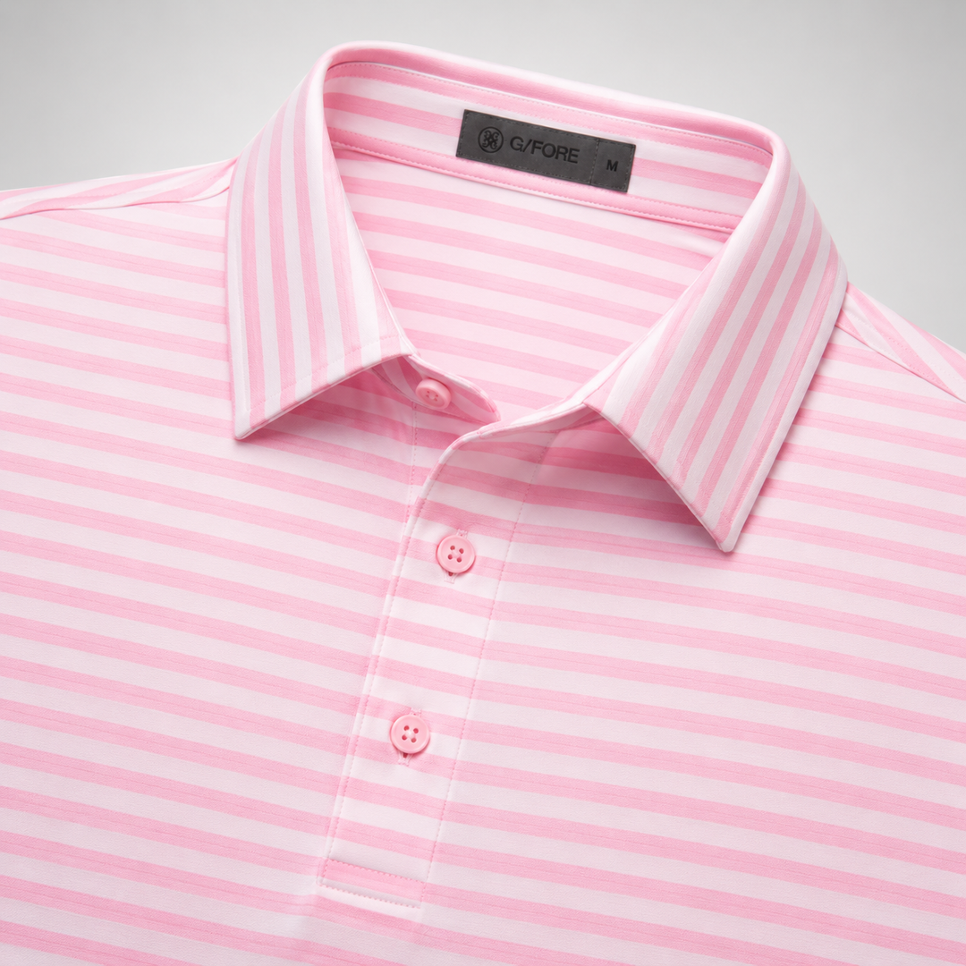G/FORE MEN'S LTD EDITION STRIPE PERFORMANCE TECH JERSEY POLO - CANDY