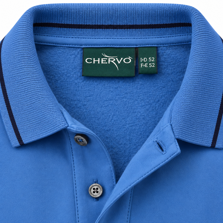 Chervò Men's ANNUNCIO Pro-Therm Long Sleeve Thermal Polo - LIGHT BLUE