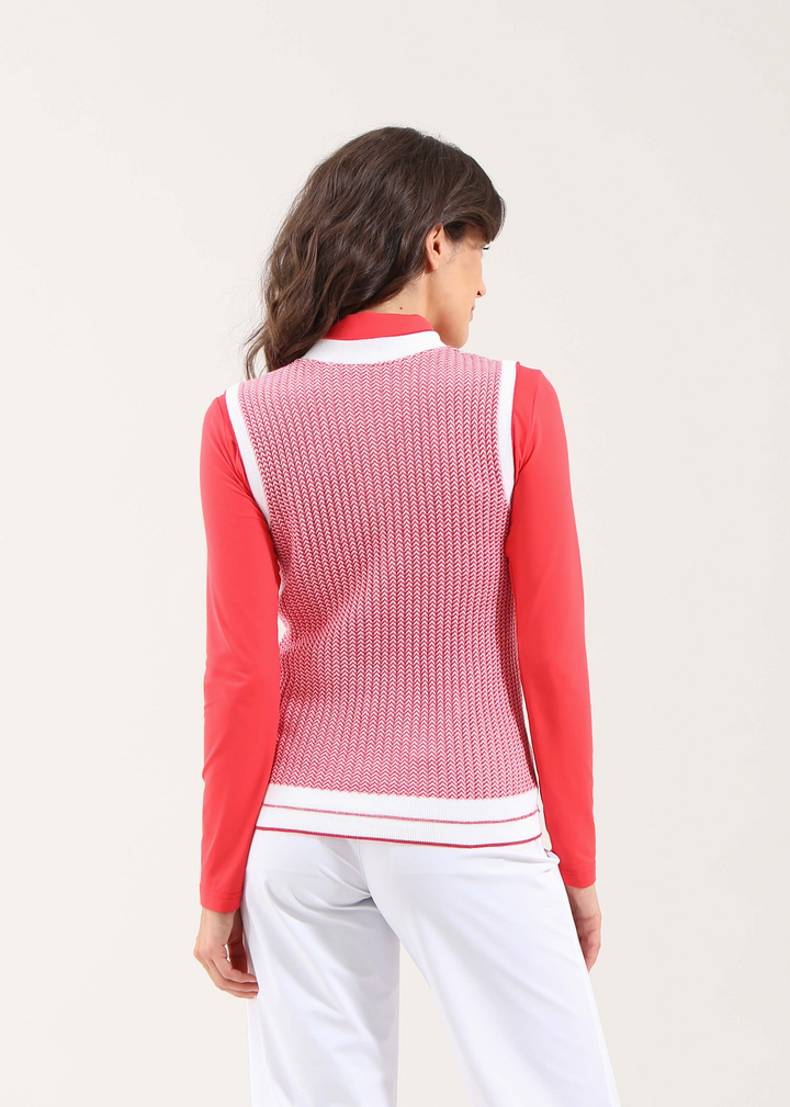 Chervo Women's NERISSA Cotton Half-Zip Knit Vest - CORAL RED