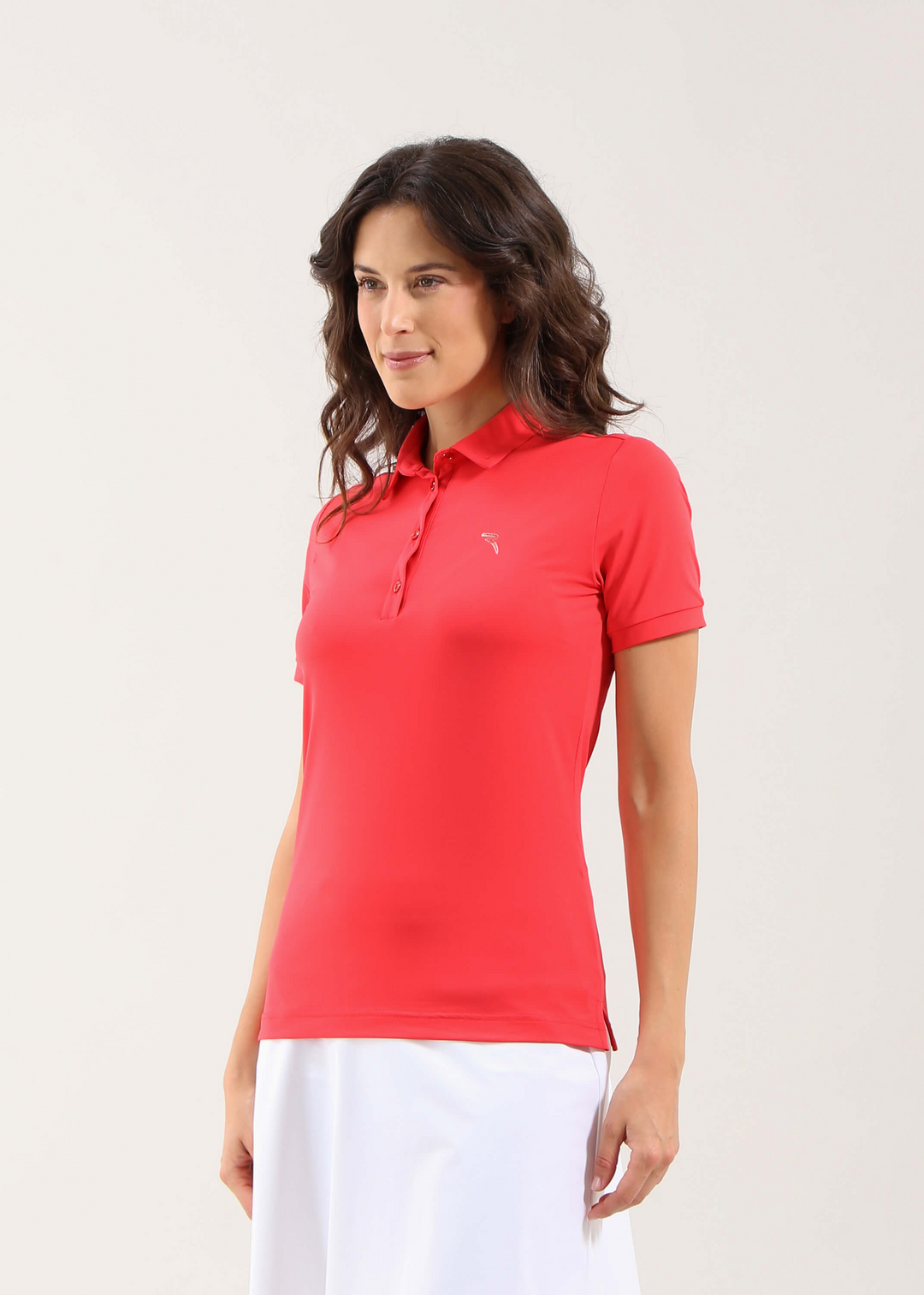 Chervo Women's ANTRACITE Short Sleeve Lightweight Polo - CORAL RED