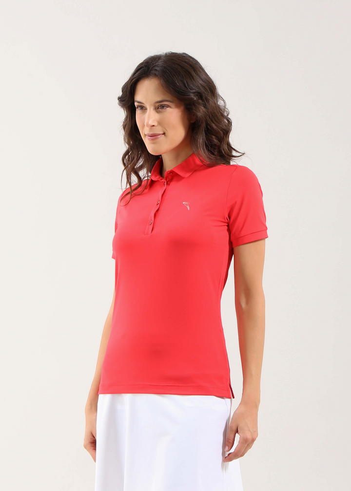 Chervo Women's ANTRACITE Short Sleeve Lightweight Polo - CORAL RED