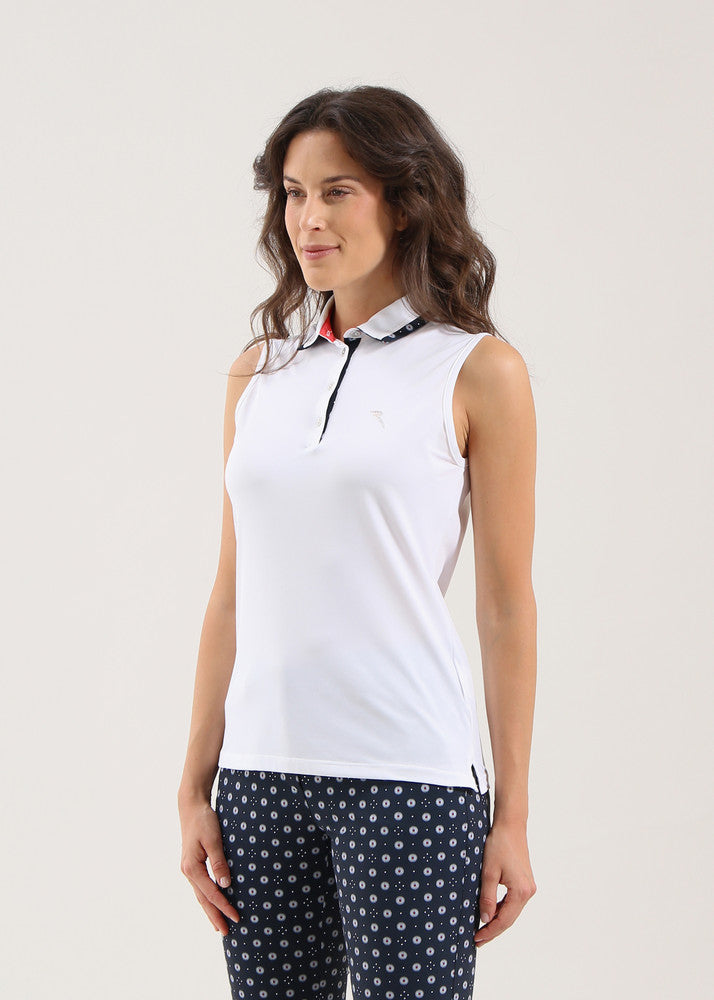 Chervo Women's AMBROSIA Lightweight Pique Sleeveless Polo - WHITE