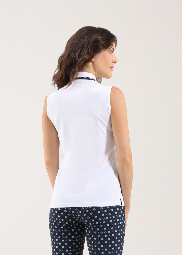 Chervo Women's AMBROSIA Lightweight Pique Sleeveless Polo - WHITE