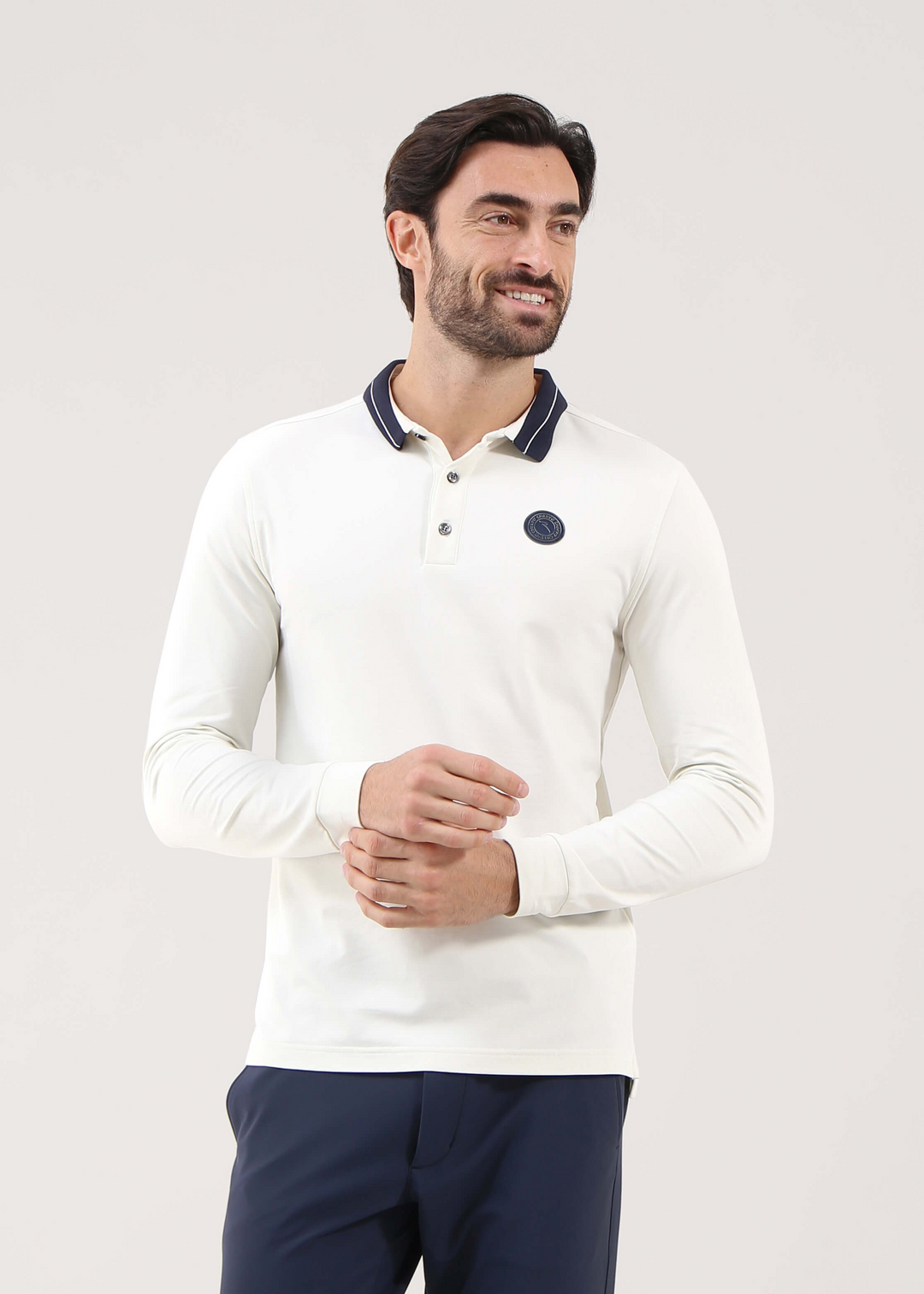 Chervo Men's AFFRANTO Pro-Therm® Thermal Longsleeve Polo - IVORY
