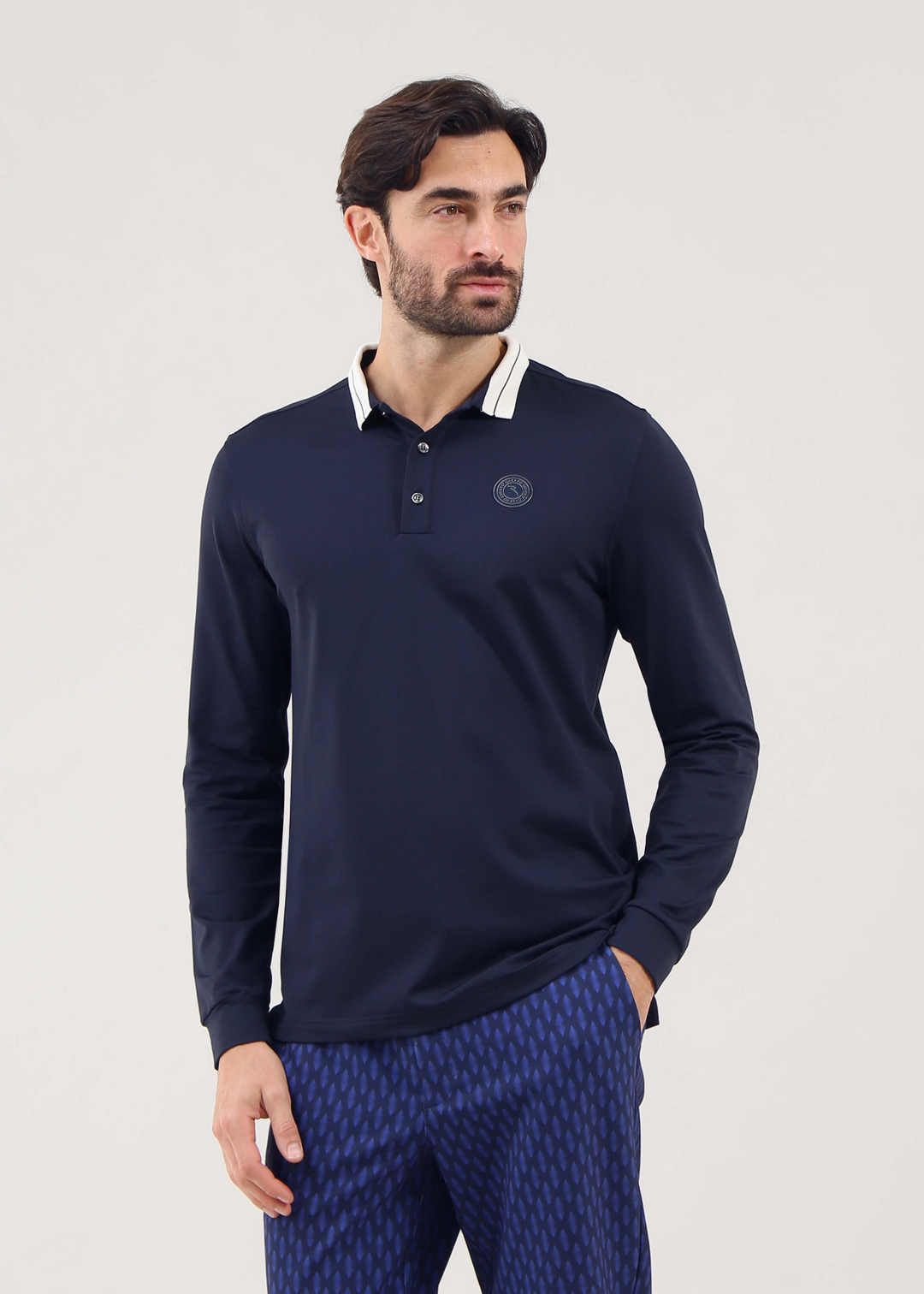 Chervo Men's AFFRANTO Pro-Therm® Thermal Longsleeve Polo - NAVY
