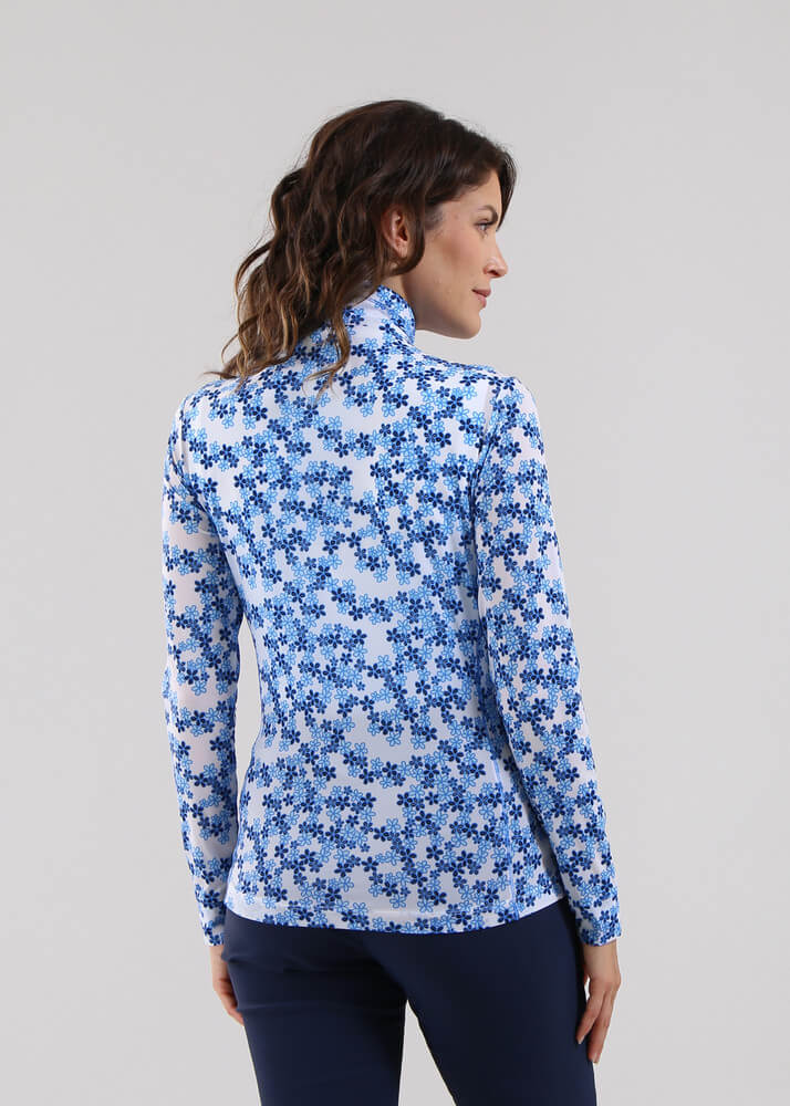Chervo Women's PADRONA Full-Zip Longsleeve - WHITE / FLORAL BLUE