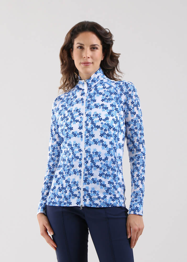 Chervo Women's PADRONA Full-Zip Longsleeve - WHITE / FLORAL BLUE