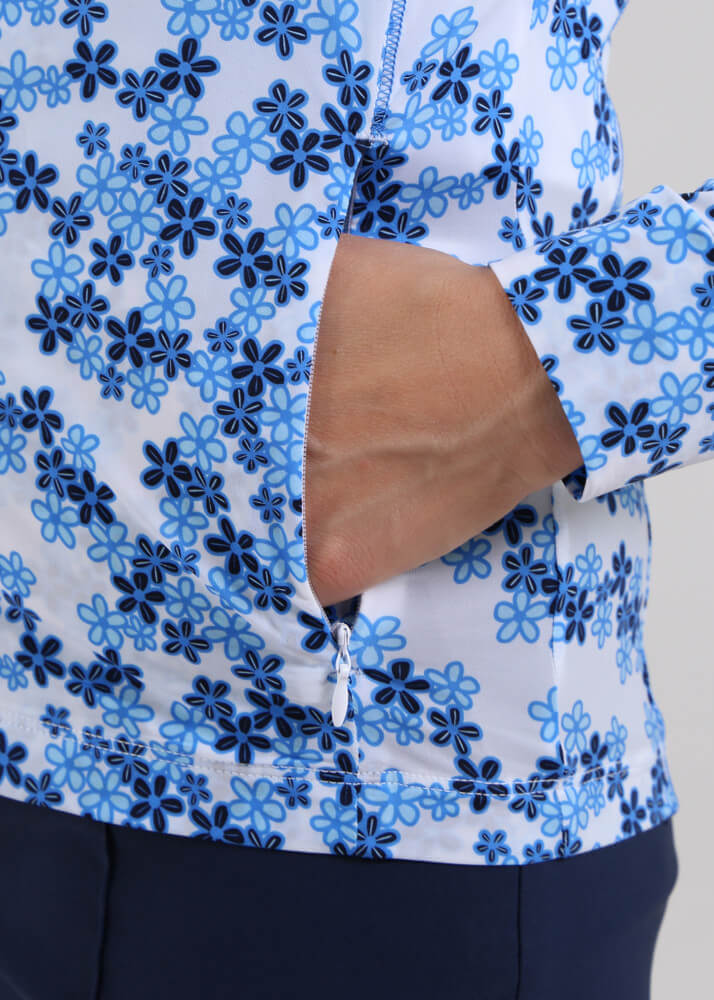 Chervo Women's PADRONA Full-Zip Longsleeve - WHITE / FLORAL BLUE