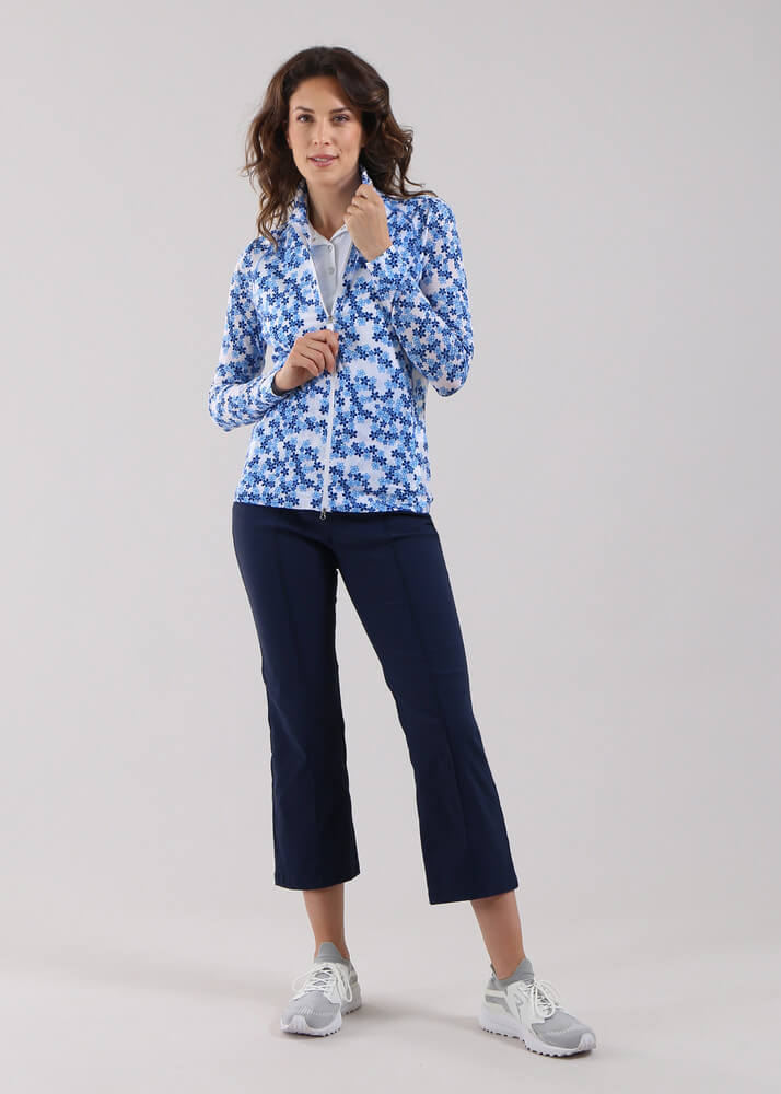 Chervo Women's PADRONA Full-Zip Longsleeve - WHITE / FLORAL BLUE