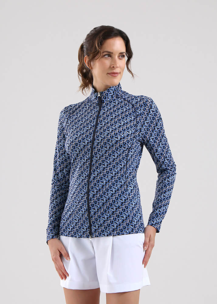 Chervo Women's PADRONA Full-Zip Longsleeve - NAVY SCRIBBLE