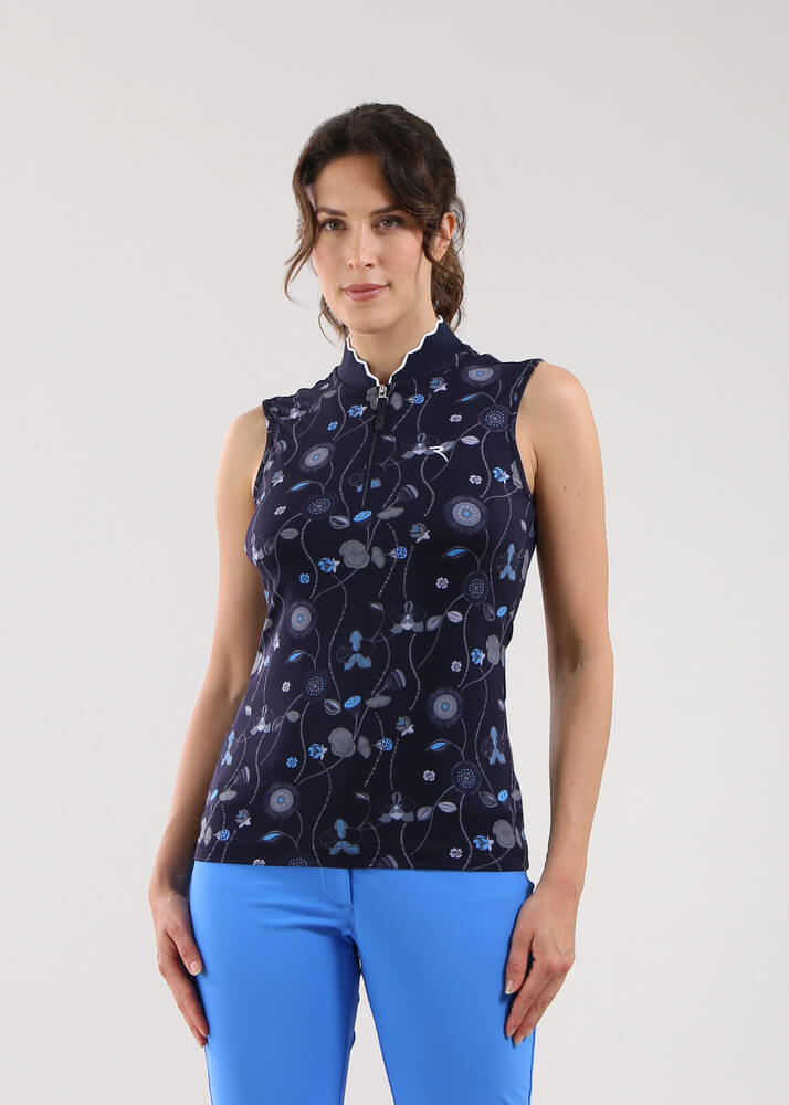 Chervo Women's ATTRACTIVE Sleeveless Polo - NAVY