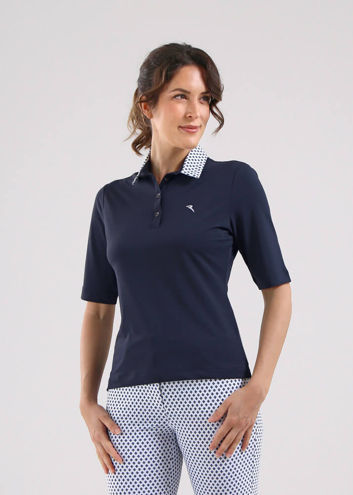 Chervo Women's ALLUME 3/4 Sleeve Pique Polo - NAVY