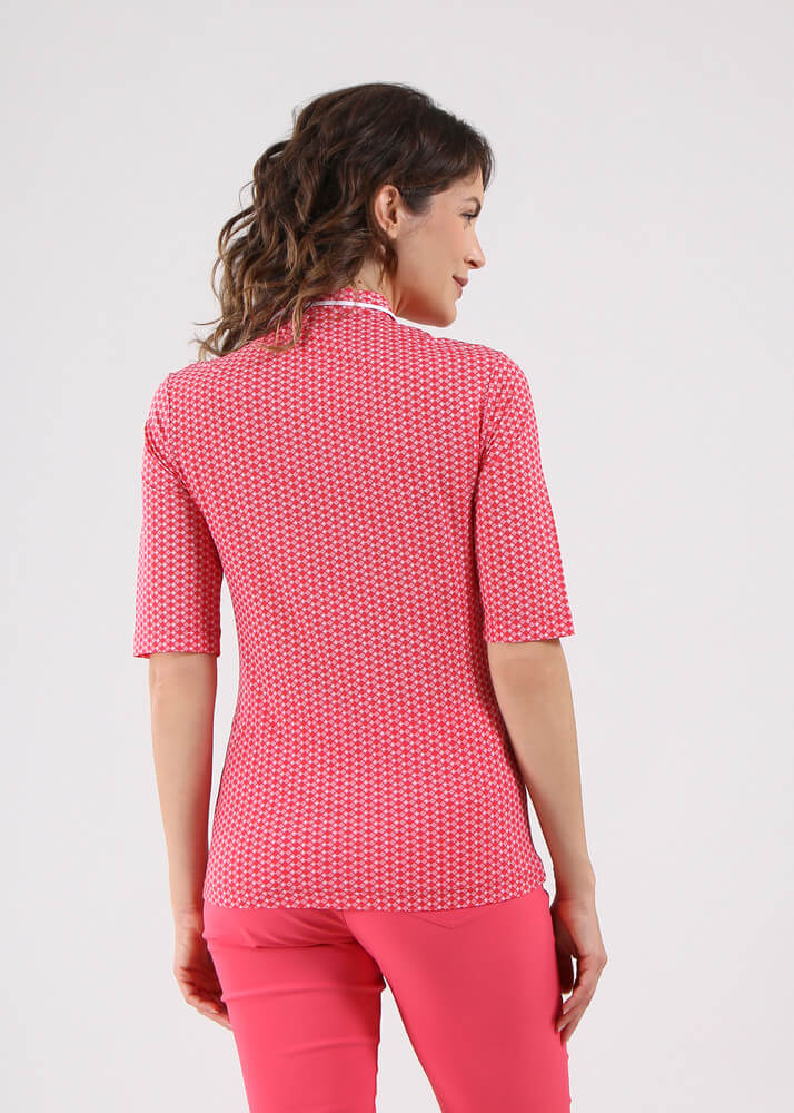 Chervo Women's AGADIR 3/4 Sleeve Print Polo - RED