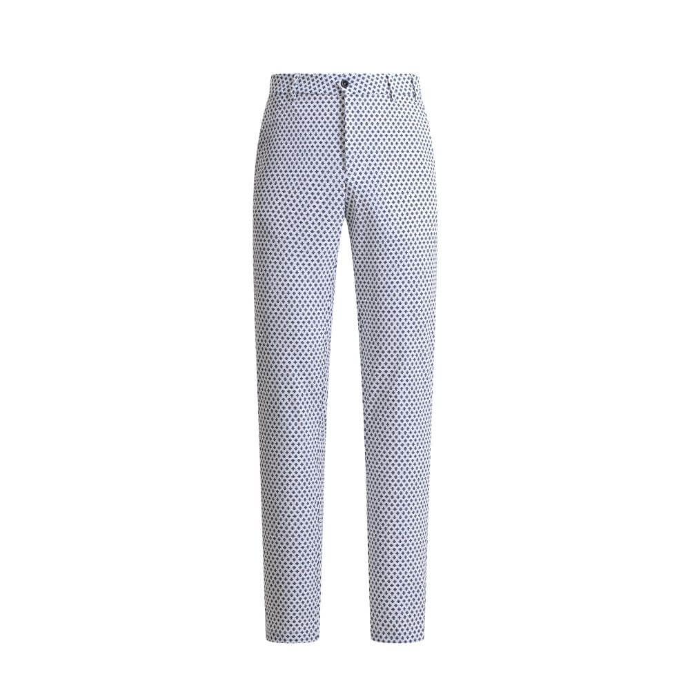 Chervò Men's SERENO 4-Way Stretch Print Pant - WHITE / CROSS