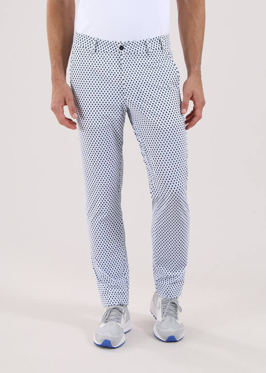 Chervò Men's SERENO 4-Way Stretch Print Pant - WHITE / CROSS