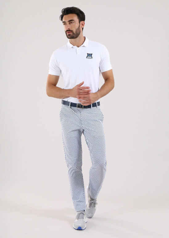 Chervò Men's SERENO 4-Way Stretch Print Pant - WHITE / CROSS
