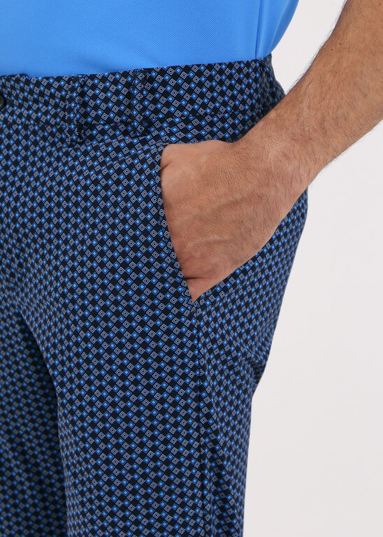 Chervò Men's SERENO 4-Way Stretch Print Pant - NAVY / BOX