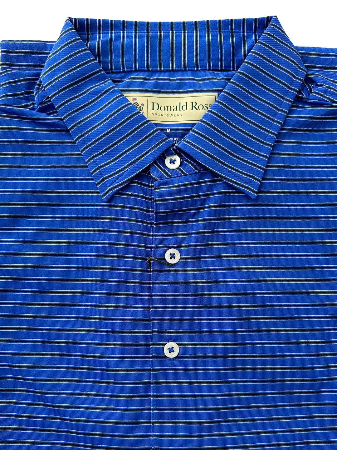 Donald Ross Mens Regimental Frame Stripe Jersey Polo - ROYAL