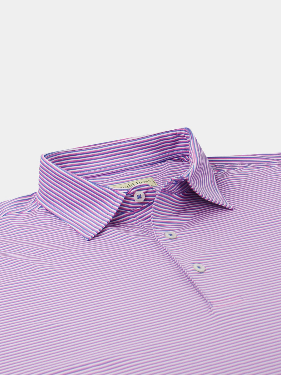 Donald Ross Mens Short Sleeve Jersey Polo- LAPIS/ MULBERRY/WHITE - Golf Anything Canada