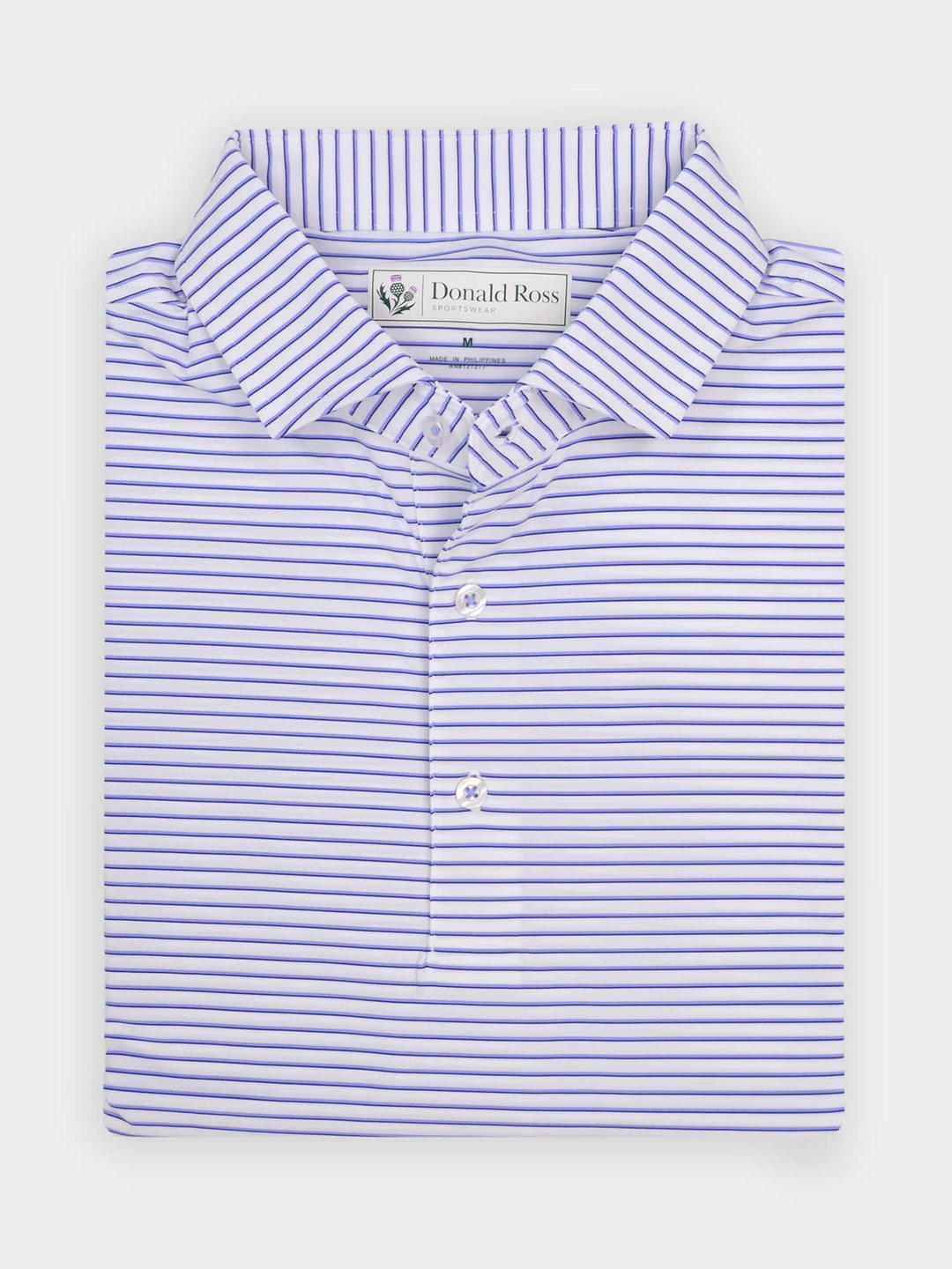 Donald Ross Mens Classic Fit NANTUCKET Polo - WHITE / JUNIPER